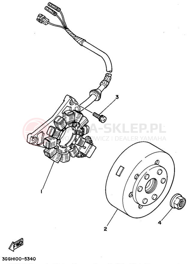 Schemat "prądnica" do Yamaha BANSHEE YFZ350G