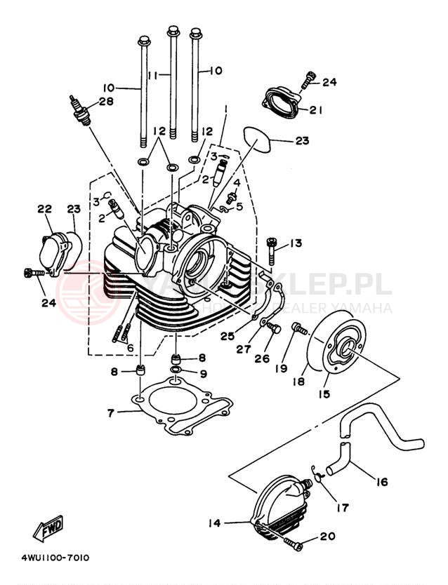 Schemat "głowica" do Yamaha BIG BEAR 4WD YFM350FWBJ