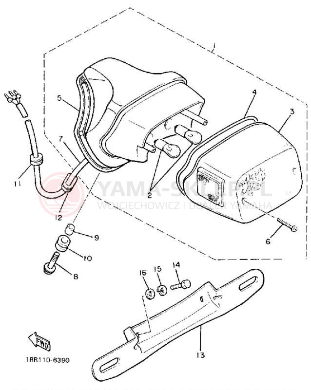 Schemat "lampa tył" do Yamaha VIRAGO 1100 XV1100U/XV1100UC