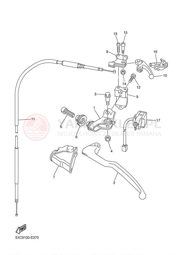 Schemat "Kierownica i osprzęt" do Yamaha YZ250F YZ250FW