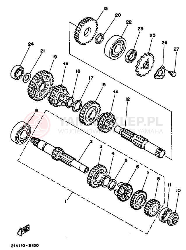 Schemat "Skrzynia biegów " do Yamaha YTM200L YTM200K