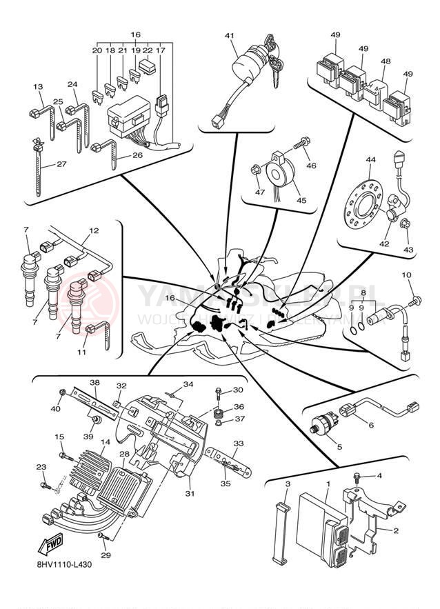 Schemat "układ elektryczny" do Yamaha VECTOR RS90PBB/RS90PBR