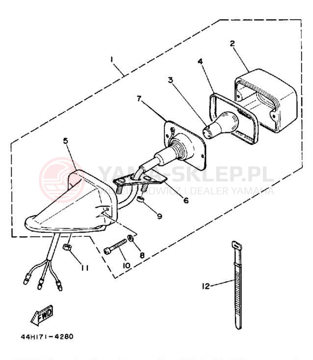 Schemat "lampa tył" do Yamaha TRIALS TY350N
