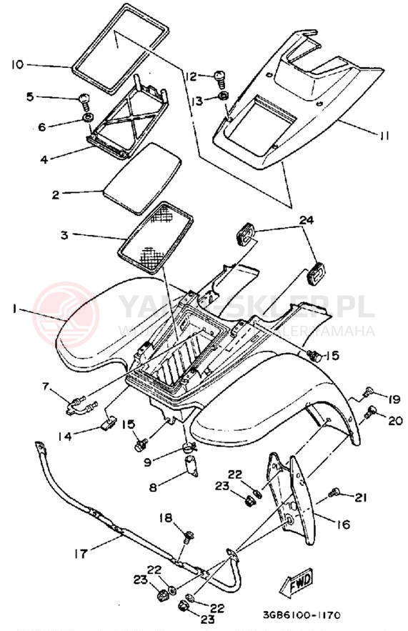 Schemat "Przedni błotnik" do Yamaha BADGER YFM80D