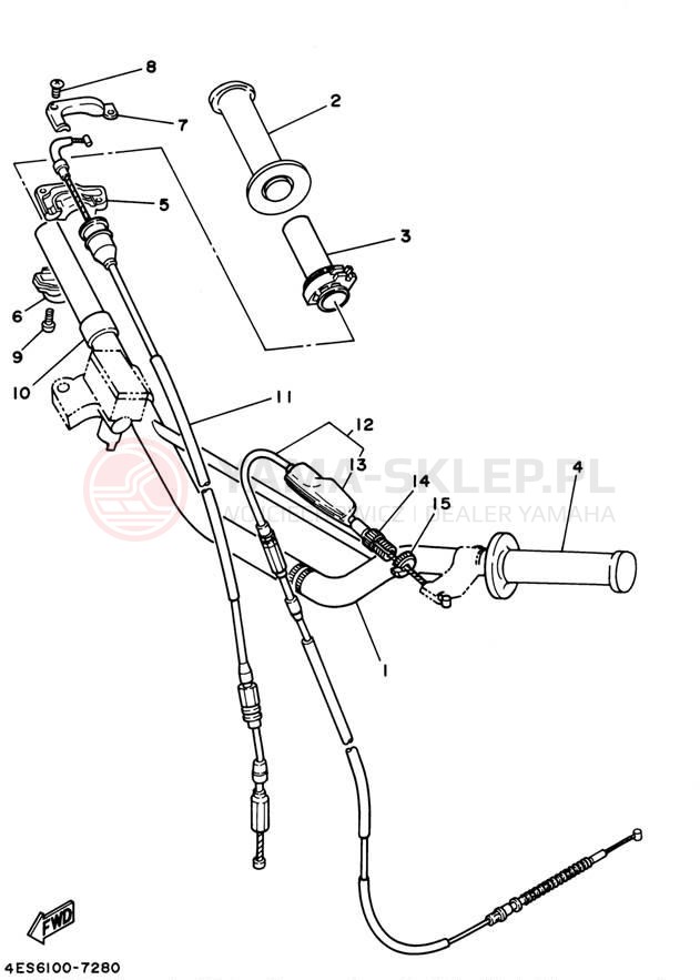 Schemat "Kierownica i osprzęt" do Yamaha YZ85 YZ85P