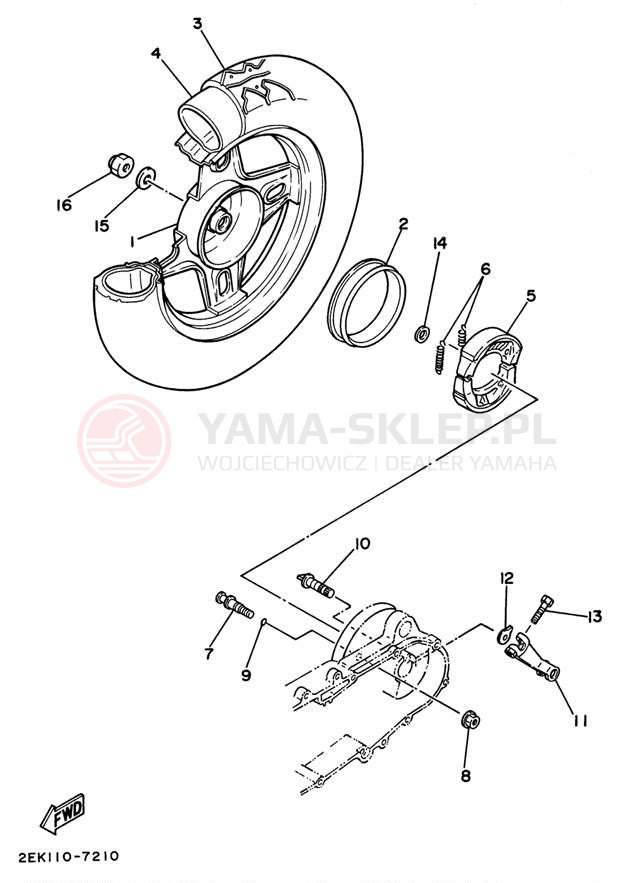 Schemat "Koło tył" do Yamaha RAZZ SH50L