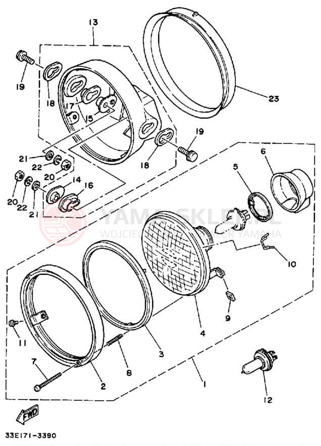 Schemat "Lampa przód" do Yamaha RZ350L