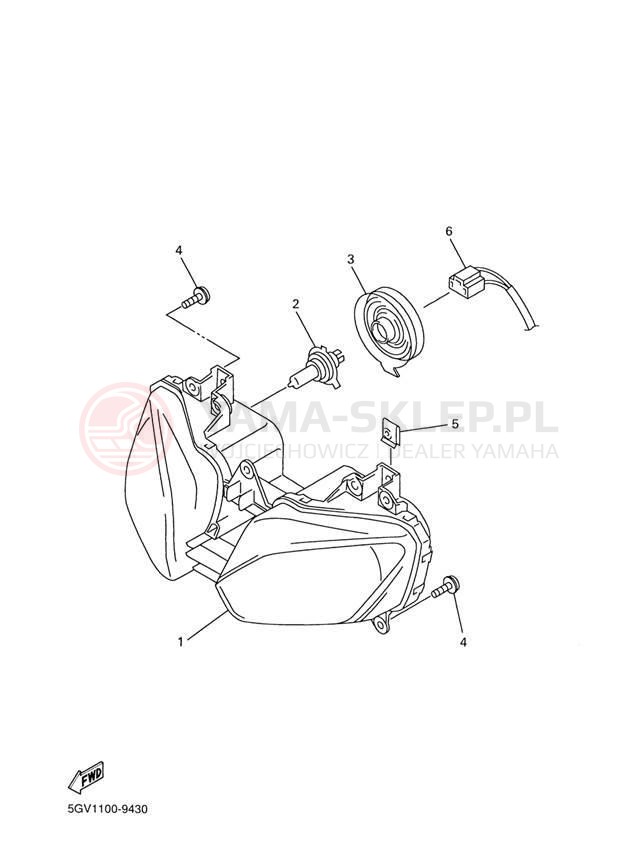 Schemat "Lampa przód" do Yamaha R6 YZFR6M/YZFR6MC