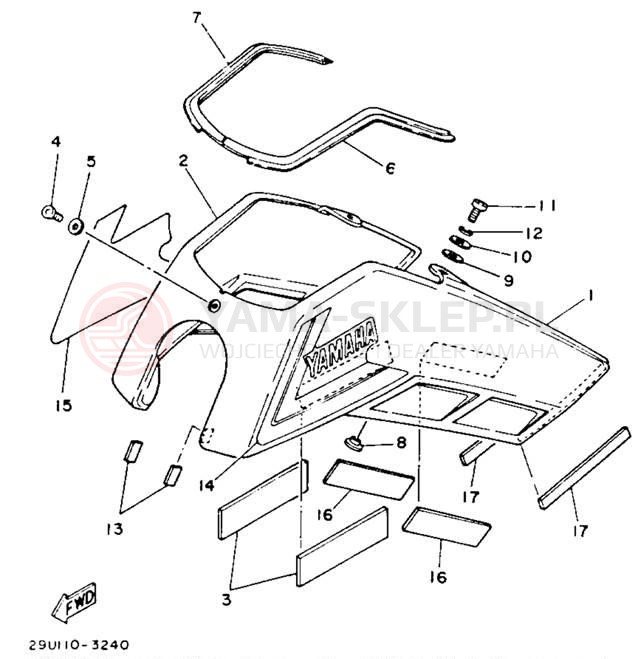 Schemat "Tylny błotnik" do Yamaha YTM225DXL