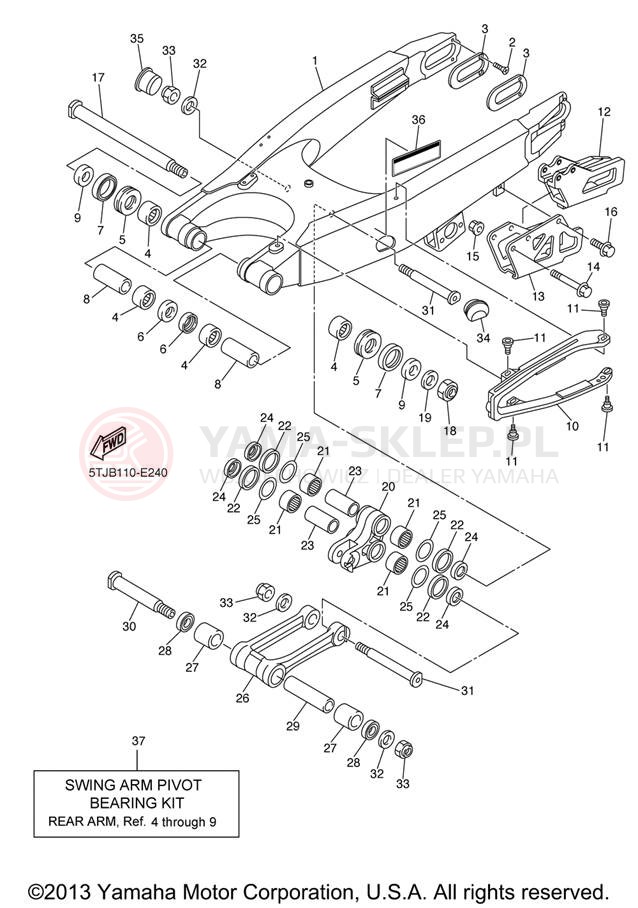 Schemat "wahacz" do Yamaha WR250F WR250FV