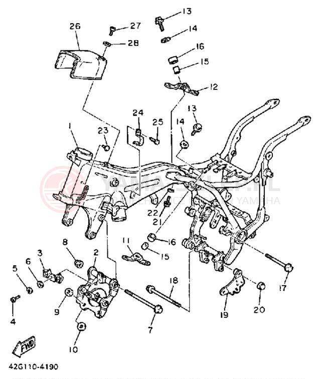 Schemat "rama" do Yamaha VIRAGO 1000 XV1000LC/XV1000L