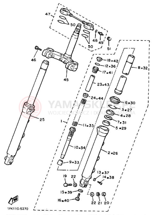 Schemat "Amortyzatory przód" do Yamaha V MAX 1200 VMX12N/VMX12NC