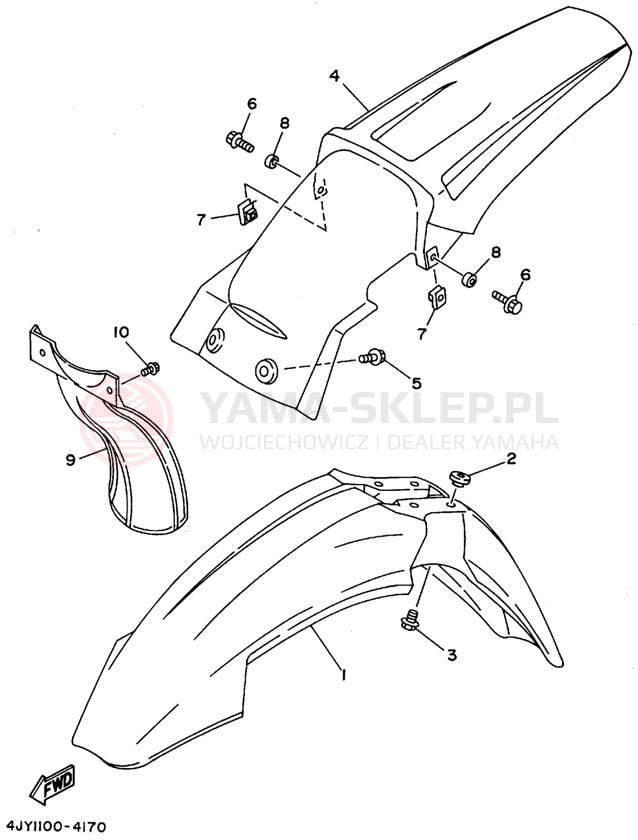 Schemat "błotnik" do Yamaha YZ125F1