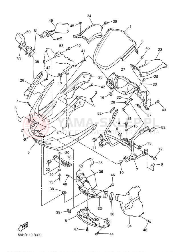 Schemat "elementy nadwozia" do Yamaha YZF600R YZF600RT/YZF600RTC