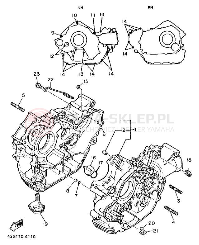 Schemat "Obudowa silnika" do Yamaha VIRAGO 1100 XV1100TC/XV1100T