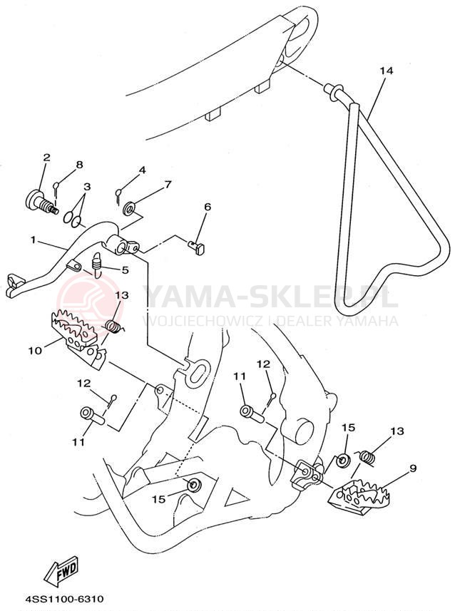 Schemat "Stopka postojowa i podnóżki" do Yamaha YZ125H1