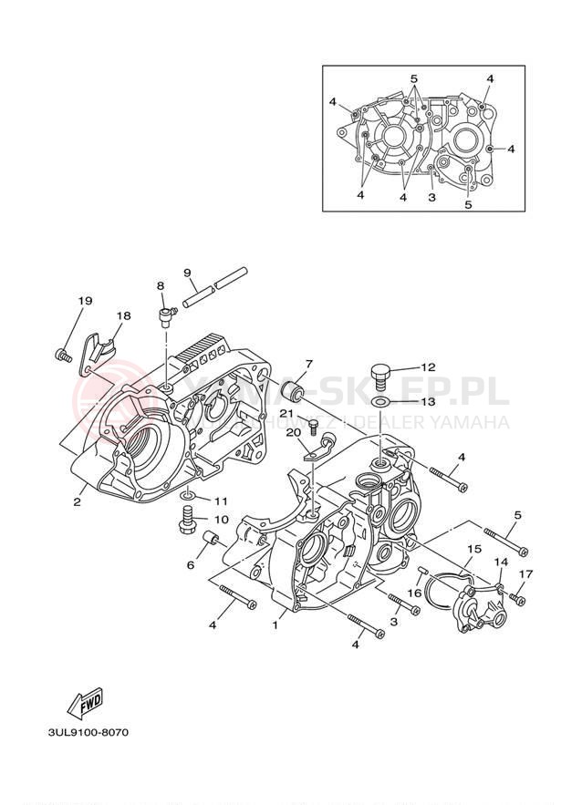 Schemat "Obudowa silnika" do Yamaha RT100 RT100M
