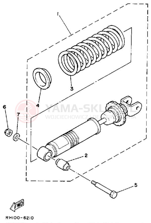 Schemat "zawieszenie tył" do Yamaha TT225S