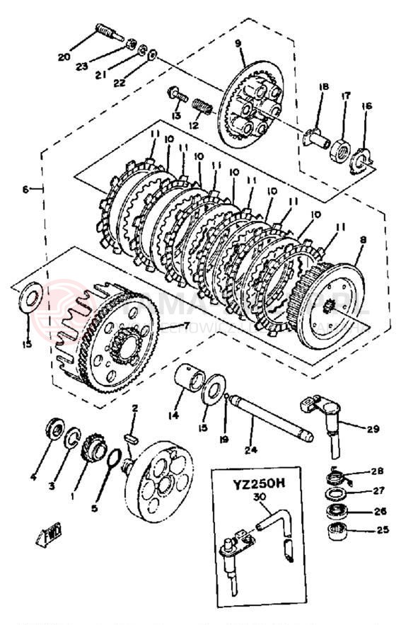 Schemat "sprzęgło" do Yamaha YZ250G