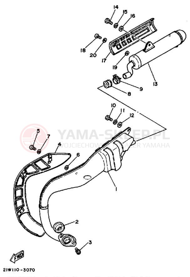 Schemat "Wydech końcowy" do Yamaha Y-ZINGER PW80K