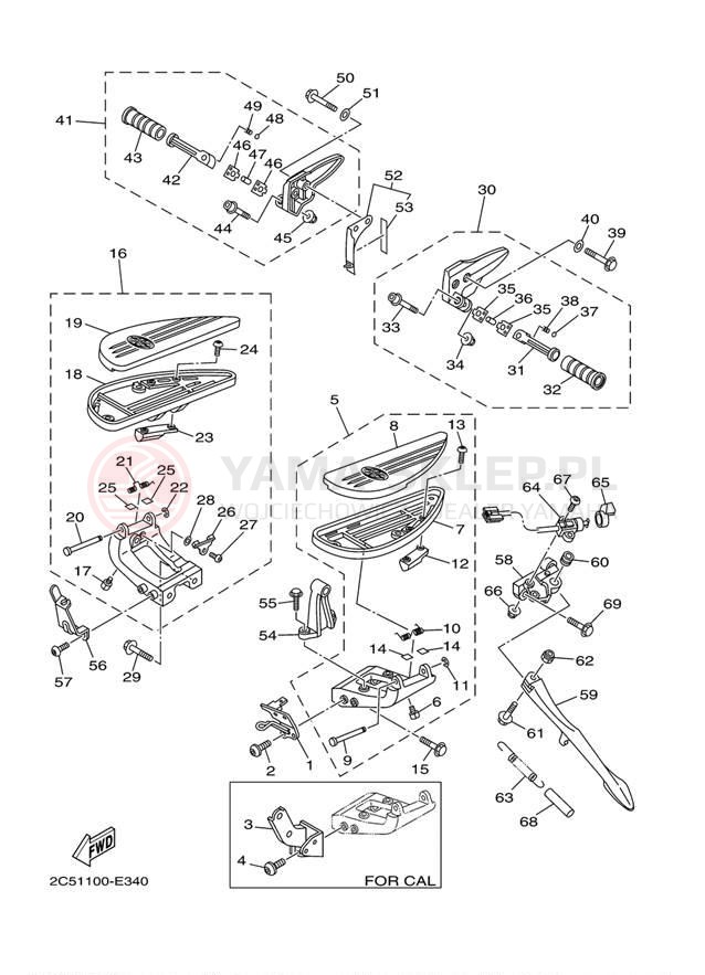 Schemat "Stopka postojowa i podnóżki" do Yamaha STRATOLINER XV19CTYCS/XV19CTYS