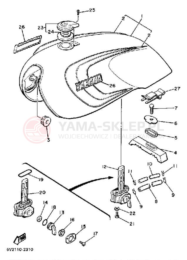 Schemat "zbiornik paliwa" do Yamaha XJ650RJ
