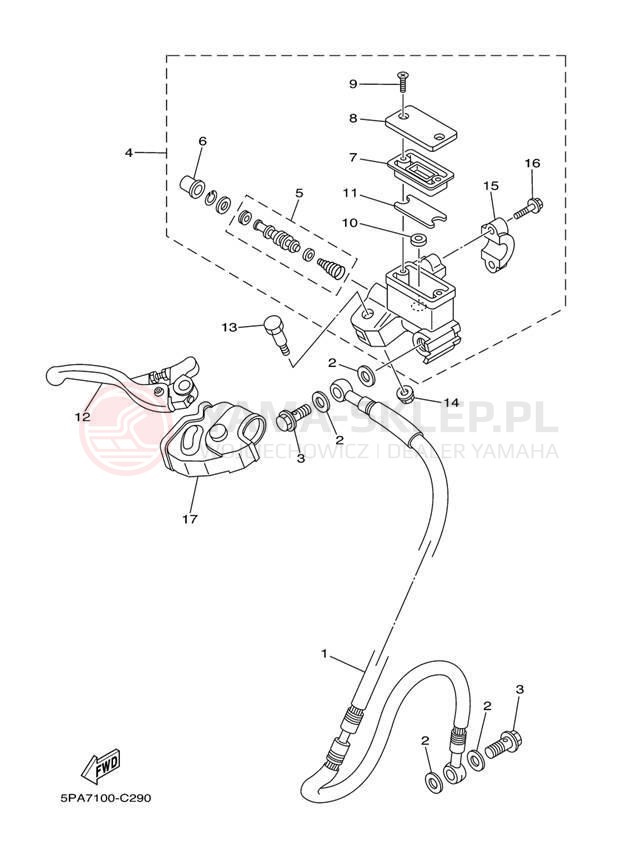 Schemat "Pompa hamulcowa przednia" do Yamaha TT-R230 TTR230TC/TTR230T