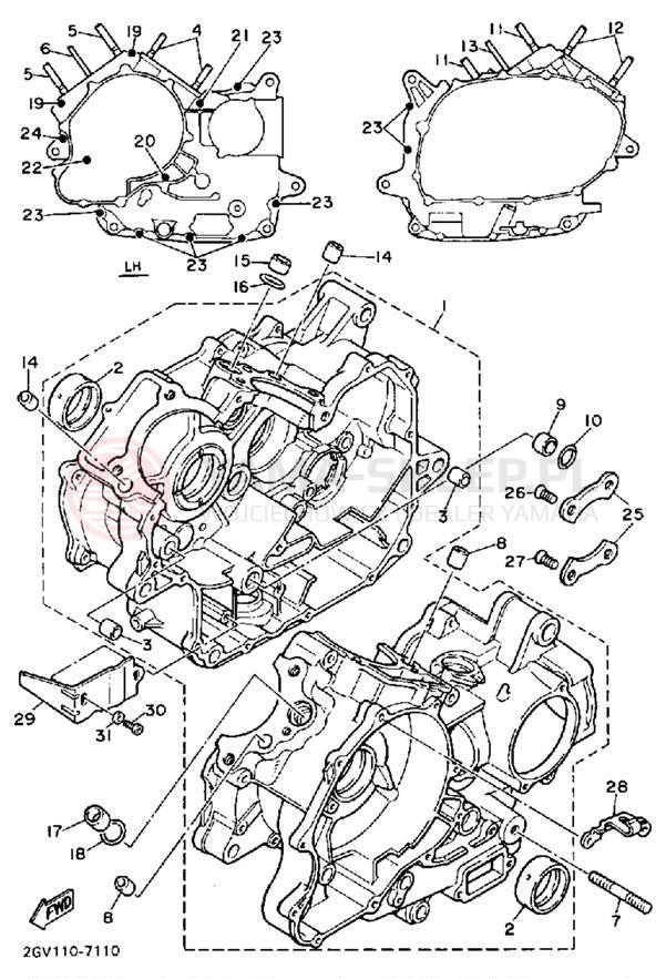 Schemat "Obudowa silnika" do Yamaha VIRAGO 535 XV535A/XV535AC