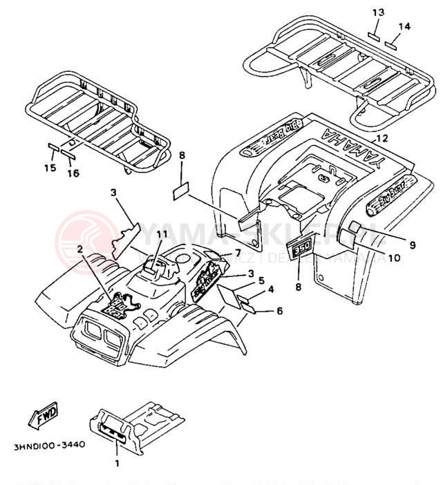 Schemat "naklejki" do Yamaha BIG BEAR 4WD YFM350FWE_
