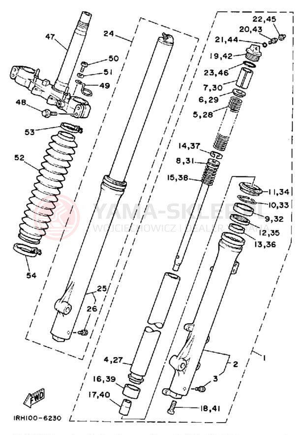 Schemat "Amortyzatory przód" do Yamaha TT225T