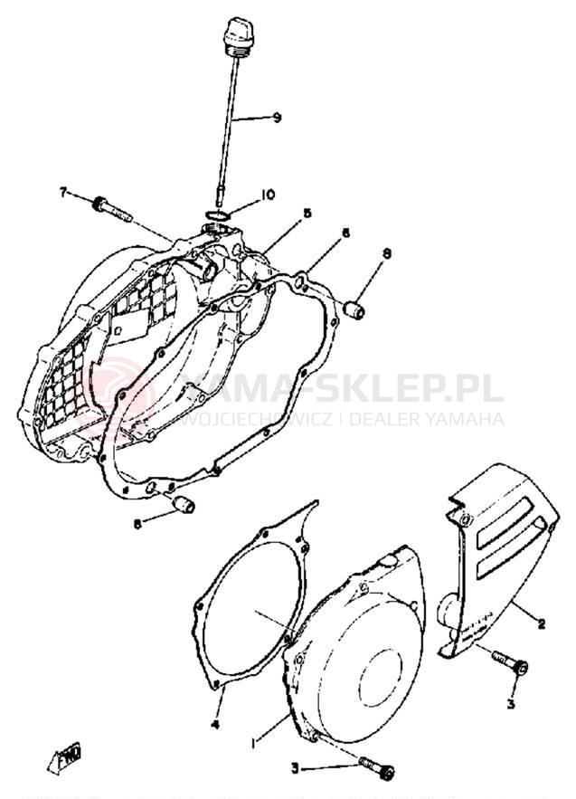 Schemat "Pokrywa silnika" do Yamaha YZ400E
