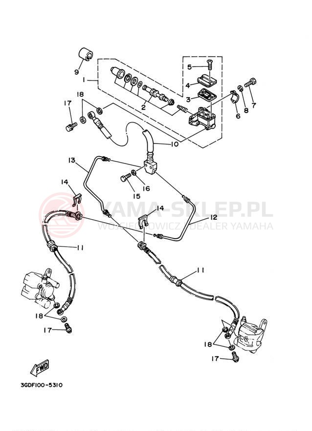 Schemat "Pompa hamulcowa przednia" do Yamaha WARRIOR YFM350XMC/YFM350XM