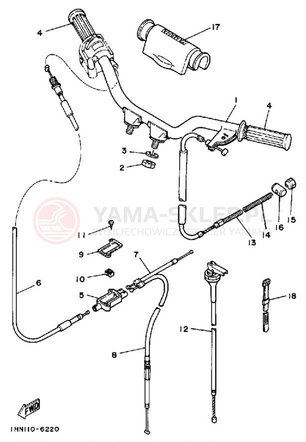 Schemat "Kierownica i osprzęt" do Yamaha 4-ZINGER YF60S