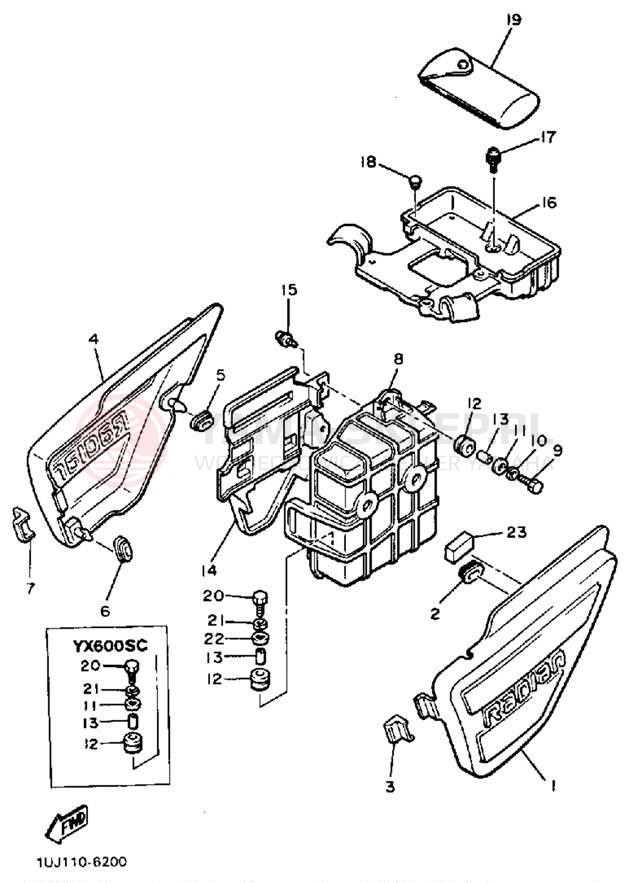 Schemat "Pokrywa boczna" do Yamaha RADIAN YX600S/YX600SC