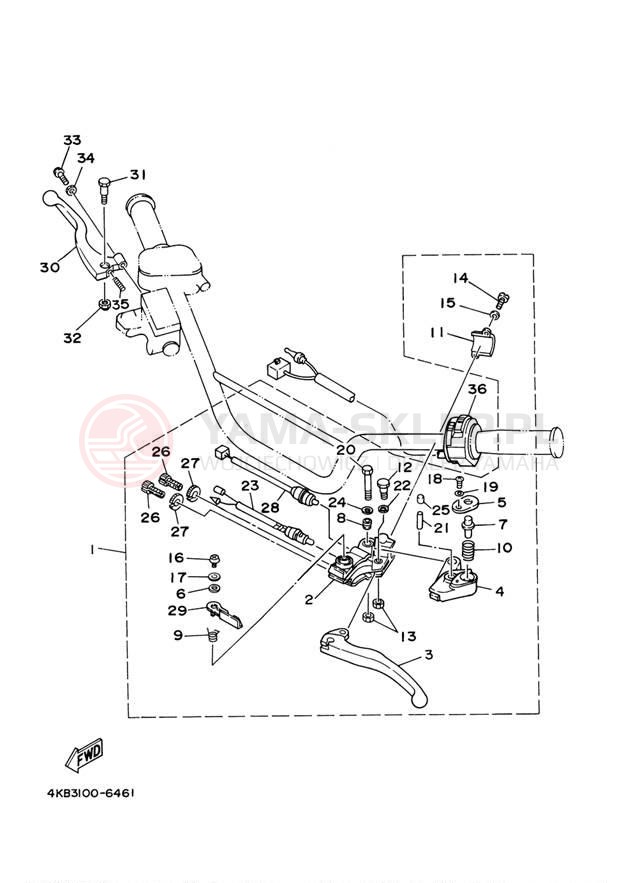Schemat "Kierownica i osprzęt" do Yamaha WARRIOR YFM350XMC/YFM350XM
