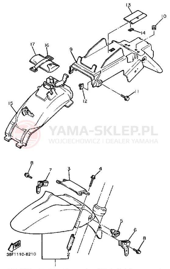 Schemat "błotnik" do Yamaha FZR400U