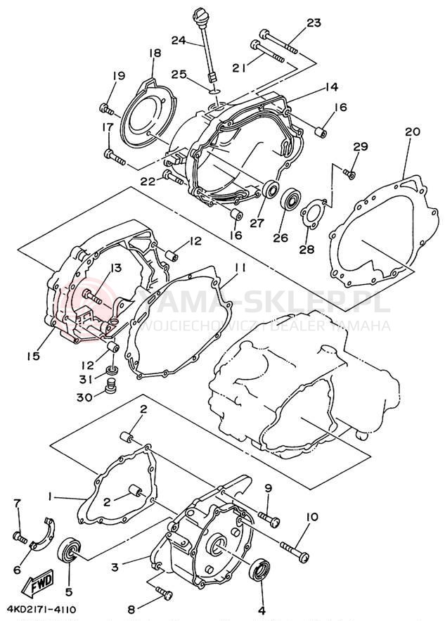 Schemat "Pokrywa silnika" do Yamaha TIMBERWOLF 4WD YFB250FWK