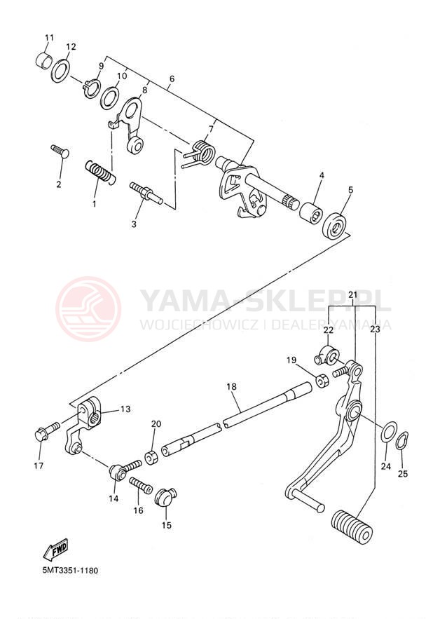 Schemat "Dźwignia zmiany biegów, wałek" do Yamaha YZFR6 YZFR6P/YZFR6PC