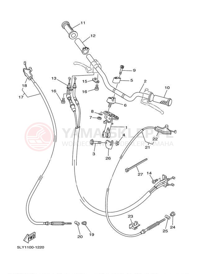 Schemat "Kierownica i osprzęt" do Yamaha VINO CLASSIC YJ50RAR