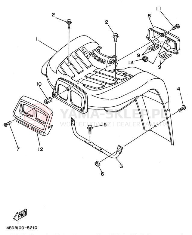 Schemat "Błotnik przód" do Yamaha YFB250H_MN/YFB250UH_M
