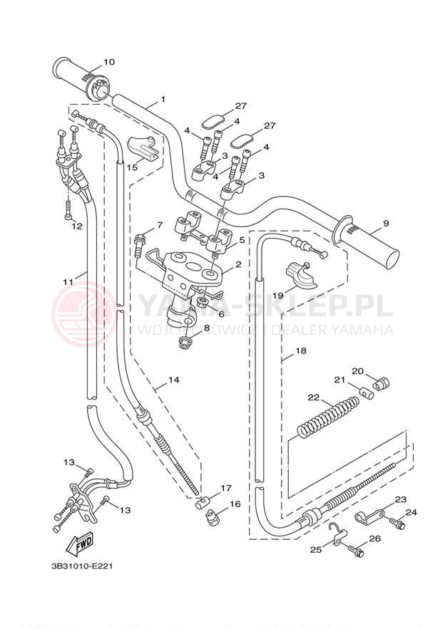 Schemat "Kierownica i osprzęt" do Yamaha C3 XF50YR/XF50YS