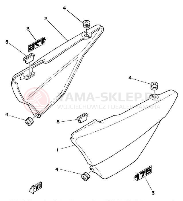 Schemat "Pokrywa boczna" do Yamaha MX175G
