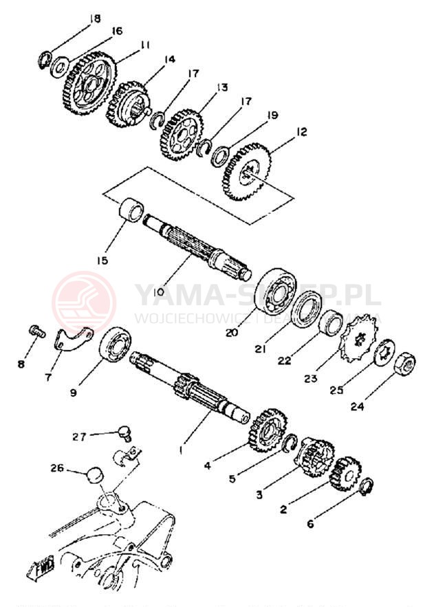 Schemat "Skrzynia biegów " do Yamaha MX80J