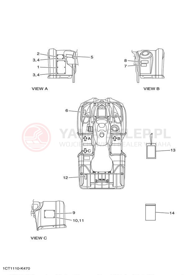 Schemat "naklejki" do Yamaha GRIZZLY 450 EPS 4WD YFM45FGPAL