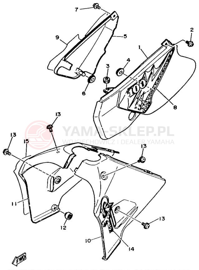 Schemat "Pokrywa boczna" do Yamaha RT100F
