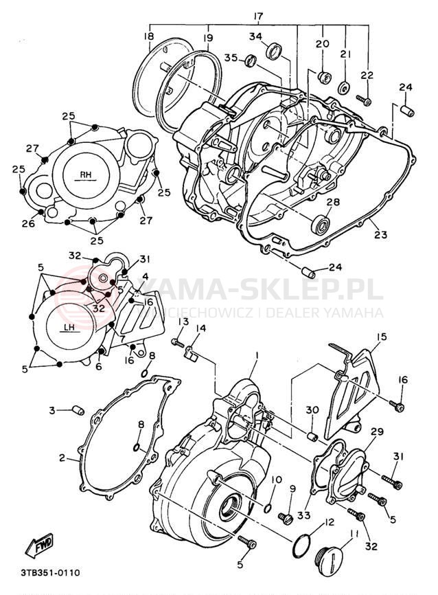 Schemat "Pokrywa silnika" do Yamaha XT600EBC/XT600EB
