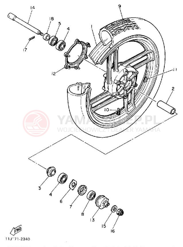 Schemat "Koło przód" do Yamaha XZ550RJ