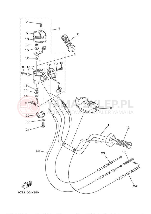 Schemat "Kierownica i osprzęt" do Yamaha GRIZZLY 450 EPS 4WD YFM45FGPDL