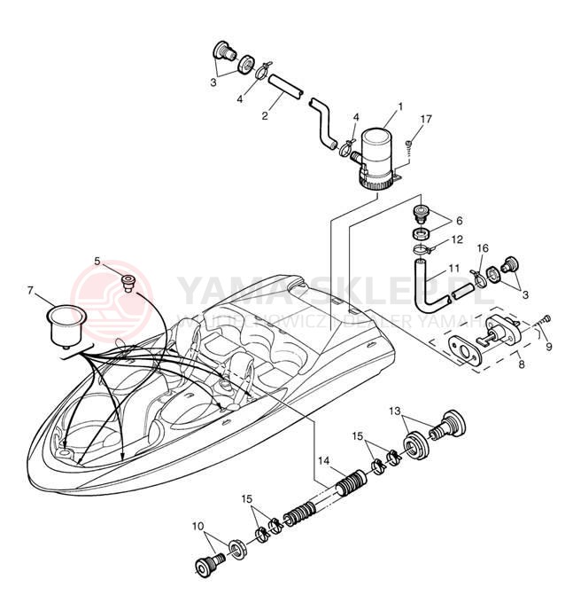 Schemat "DECK DRAIN FITTINGS" do Yamaha LX2000 LST1200AA