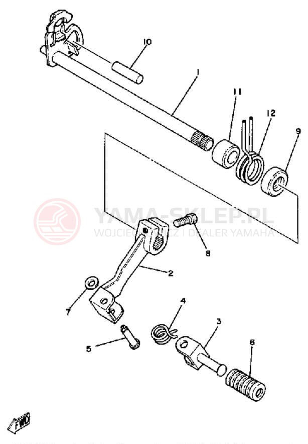Schemat "Dźwignia zmiany biegów, wałek" do Yamaha YZ250G